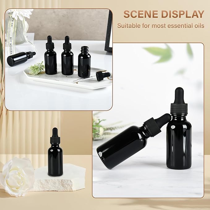 NOOEEISS 6 Pcs, 2oz Dropper Bottle, Black Glass Eye Dropper Bottle, Tincture Bottles with Dropper, Leak-Proof Design, Stronger Suction, for All Kinds of Mixed Liquids