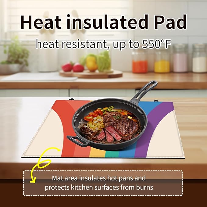 Decorative Electric Stove Top Covers, Heat Resistant Silicone Stove Cover Mat, Stove Top Protectors for Electric Flat Glass Stoves, Adds Extra Counter Space for Small Kitchens and Apartments