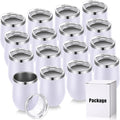 Remagr 16 Pack Stainless Steel Wine Tumblers 12 oz Insulated Vacuum Wine Cup Set Double Wall Stainless Steel Stemless Mug Glasses for Coffee Soda Whiskey Outdoor Travel (White)
