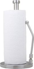 Stainless Steel Paper Towel Holder with Tension Arm – Weighted Countertop Stand, One-Hand Tear, Rust-Proof Full Stainless Steel Construction, Modern Kitchen Roll Holder