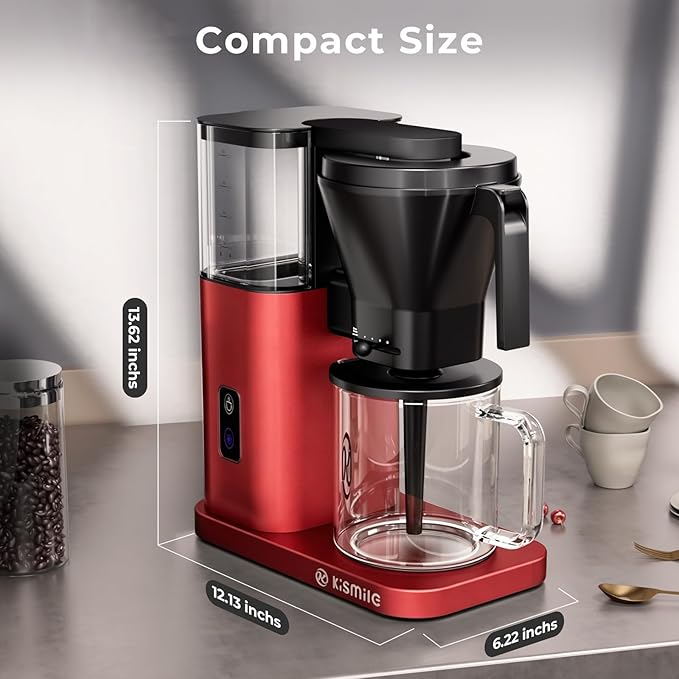 Kismile 8 Cup Drip Coffee Maker, SCA Certified Hot & Cold Brew Coffee Machine, Fast Heating to 197–205℉, 40 Min Keep Warm, Adjustable Flow Control, Easy to Clean
