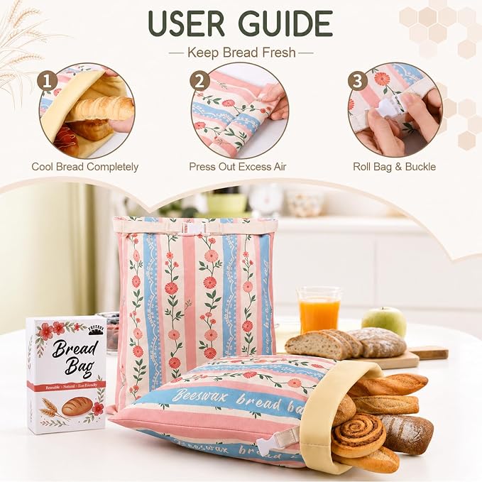 Beeswax Bread Bags for Sourdough, 2 Pack Reusable Bread Bag for Storage XL 17x13 Inch, Powder Blue Bread Bags for Homemade Sourdough - Keep Fresh, Freezer Safe