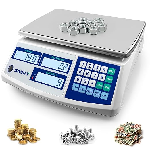 Counting Scale (88lb/40kg, 0.1g) lb/oz/kg/g Industrial Digital Inventory Scale with Battery for Small Parts, Coins, Pieces, Tickets