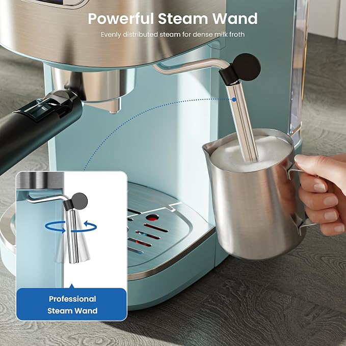 COWSAR Espresso Machine,Expresso Coffee Machines,Espresso Maker with Milk Frother Steam Wand & 40oz Removable Water Tank，Stainless Steel Compact Cappuccino & Latte Machine