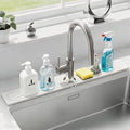 Drying Stone Faucet Mat for Kitchen Sink, 23.9 Inch Long Kitchen Sink Splash Guard Behind Faucet, Stone Drying Tray, Ultra Fast Absorbing Mat Diatomaceous Earth, Pure white