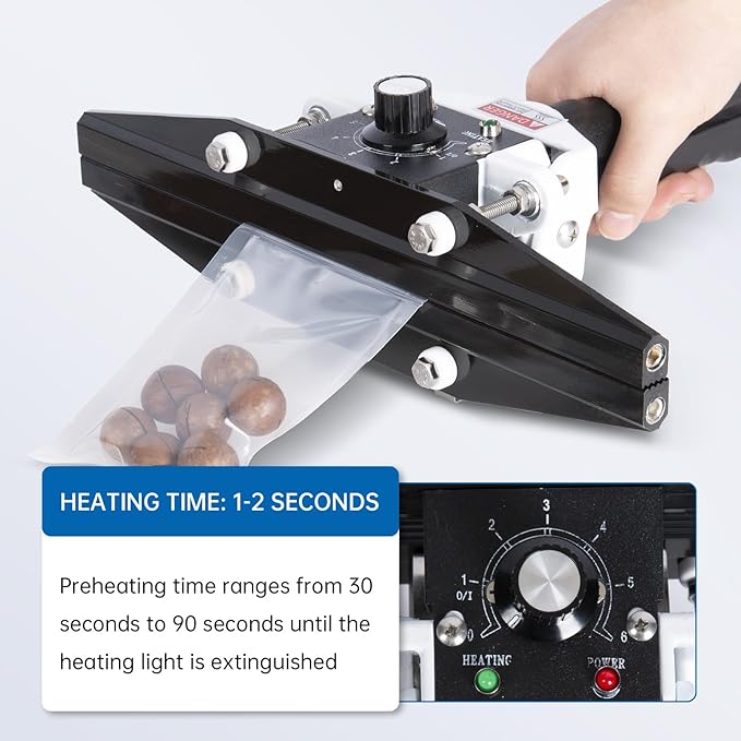 Portable Hand Held Heat Sealer Machine-R-PACK FKR-200, 8 Inches, For Foil Bag, Kraft Bag, Mylar