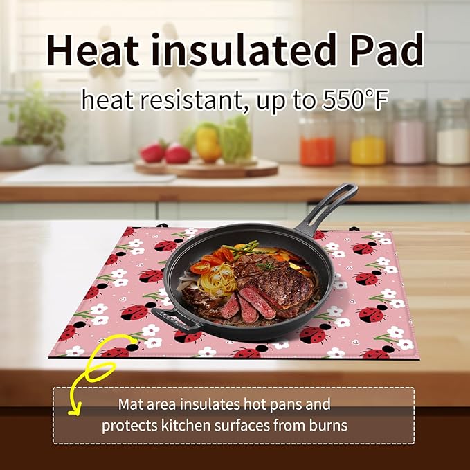 Decorative Electric Stove Top Covers, Heat Resistant Silicone Stove Cover Mat, Stove Top Protectors for Electric Flat Glass Stoves, Adds Extra Counter Space for Small Kitchens and Apartments