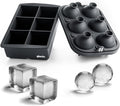 Ice Cube Molds – Large Silicone Ice & Sphere Mold Combo with Built-In Easy-Fill Funnel 2-Inch Round & Square Whiskey Ice Molds for Cocktails & Bourbon