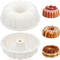Vinino 9.5 Inch Silicone Fluted Tube Cake Pan with Metal Reinforced Frame, Pound Cake Pan Mold, BPA Free Silicone Bakeware for Cake, Bread, Jello, Gelatin, Flan, 2 Pack
