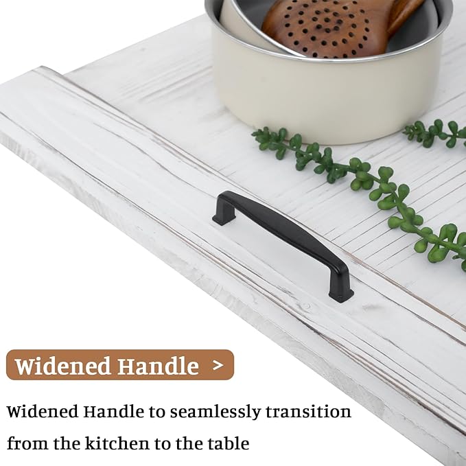SwallowLiving Wood Noodle Board Stove Cover with Handles, Wooden Stovetop Cover Board for Gas Stove and Electric Stove Top,Kitchen Sink Cover for Counter Space, Cutting Board, White