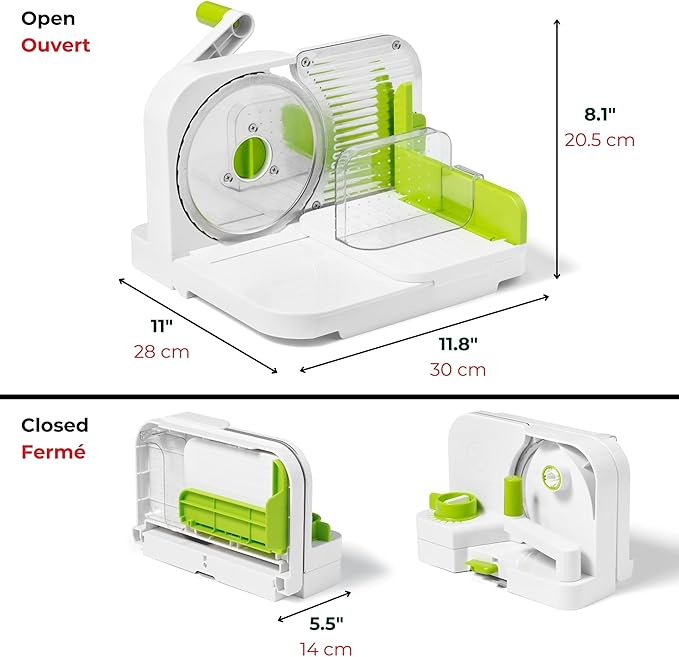 Starfrit Deli Slicer - Slices Meat, Cheese, Bread - 6.5" Stainless Steel Blade - Adjustable Thickness Knob - Nestable for Easy Storage | 2-in-1 Fruit and Vegetable