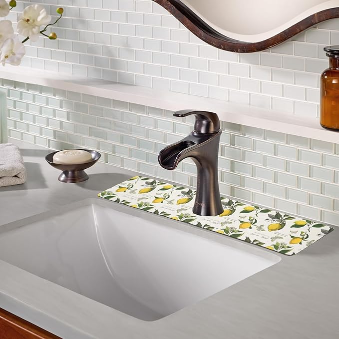 Sink Faucet Absorbing Mat, 2 Pack Drying Mat Around Faucet Sink Splash Guard Behind Faucet Sinkmat For Kitchen Bathroom Island Rv 24 * 5.5 Inch (60 * 14 cm)