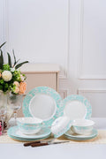 FHGNYSM 12-Piece Ceramic Dinnerware Set, Light Green | Plates and Bowls, Chip and Scratch Resistant, Microwave Safe, Dishwasher Safe, Home Restaurant Use
