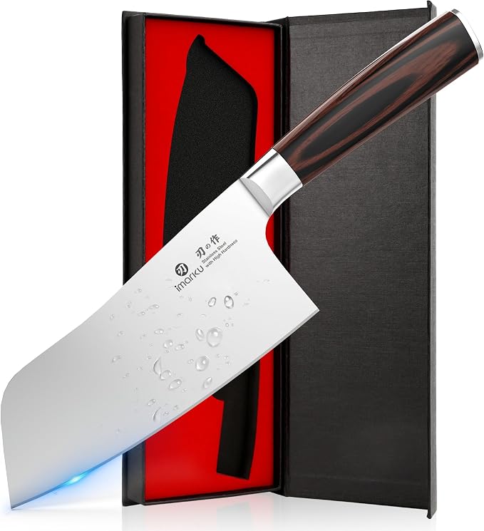 imarku 7 Inch Meat Cleaver Knife,Japanese SUS440A High Carbon Stainless Steel Butcher Knife with Ergonomic Handle,Ultra Sharp Vegetable Kitchen Knife for Home