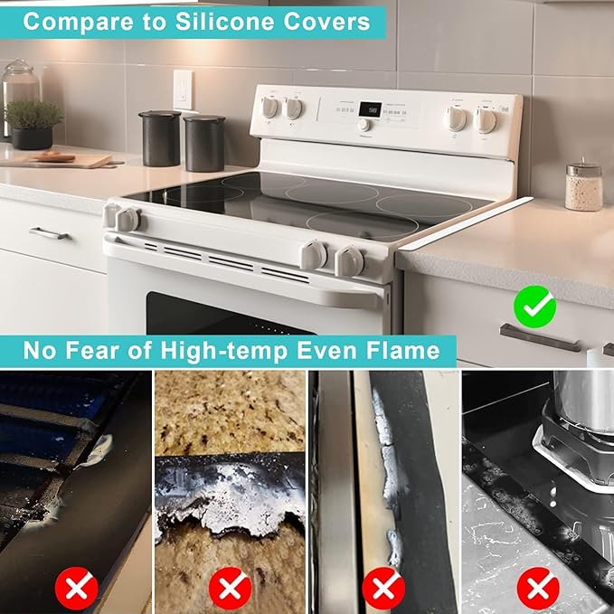 Stove Gap Covers Stainless Steel with White Coated, Stove Gap Filler | Heat Resistant & Easy to Clean Stove Counter Gap Cover, Upgraded Wider Top Perfect Fit White Stove and Counter Guard (23.5"L)