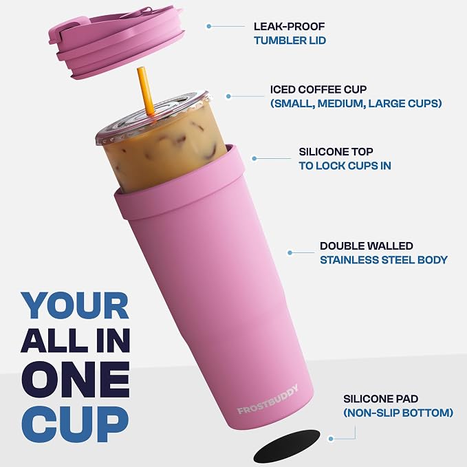 Frost Buddy Togo Buddy | 30 oz Stainless Steel Vacuum Insulated Tumbler | To Go Coffee Cup – Iced Coffee Cups, Iced Coffee Sleeve, Travel Mug, Thermal Cup for Hot & Cold Drinks, Dunkin Cup (Nebula)