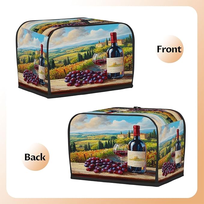 Grape Farm Wine 2 Slice Toaster Cover Dust And Fingerprint Bread Maker Cover Bakeware Protector Washable Appliance Covers Kitchen Accessories For Home Kitchen Women Gift