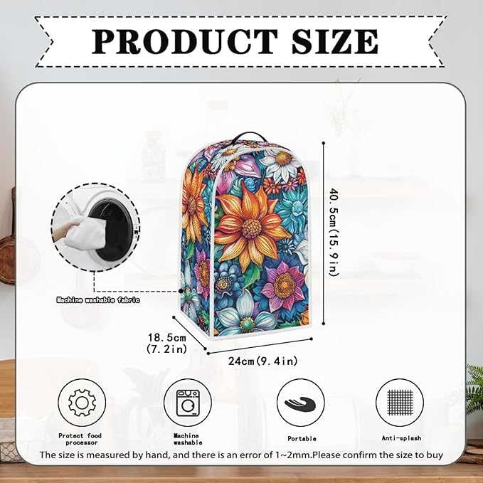 Bright Blossoms Dust Cover Set Washable Coffee Maker Appliance Blender Covers Boho Mandala Floral Bread Maker Toaster Protection Kitchen Accessories