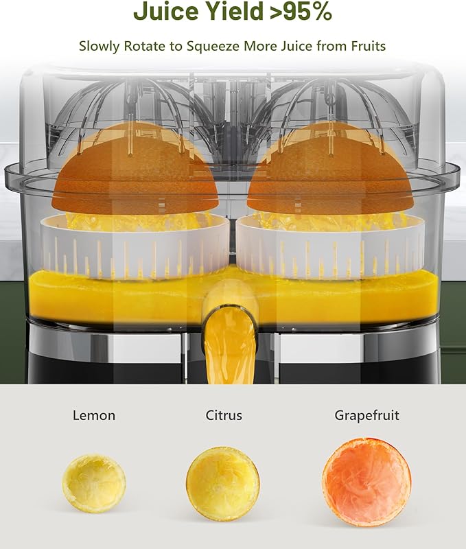 KEENSTAR Electric Citrus Juicer, Dual-Head Orange Juicer Squeezer, Portable Juicer with Cleaning Brush for Lemon, Grapefruit, High Juice Yield, Easy to Clean, One Touch Operation