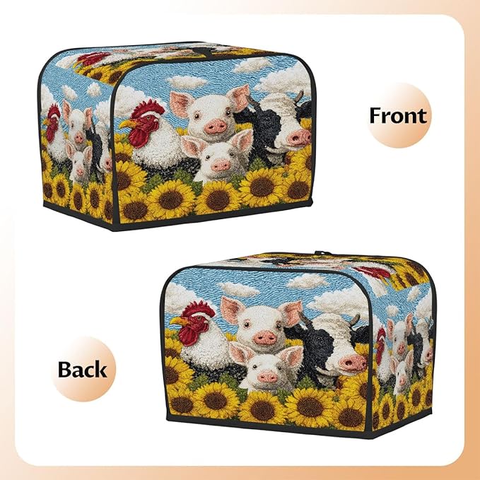 Cute Animal Sunflower 2 Slice Toaster Cover Dust And Fingerprint Bread Maker Cover Bakeware Protector Washable Appliance Covers Kitchen Accessories For Home Kitchen Women Gift