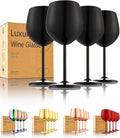UNISWEET Stainless Steel Wine Glasses Set of 4 Unbreakable Wine Glass 18 oz Unique Metal Wine Goblets for Outdoor, Travel, Camping, Pool, Ideal Gift for Wine Lovers (Matte-Black)
