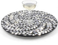 13.4" Mother of Pearl Lazy Susan, 360 Degrees Rotating Table Turntable Organizer Round Wood Spinning Tray for Countertop Table Cabinet Living Room Kitchen Office Home Decor (Black Willow)