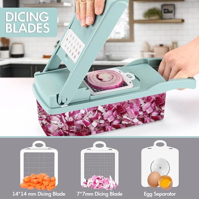 Ourokhome Mandoline Vegetable Chopper Food Slicer, Cheese Grater Shredder, Upgrade Meat Chopper and Stirrer for Kitchen
