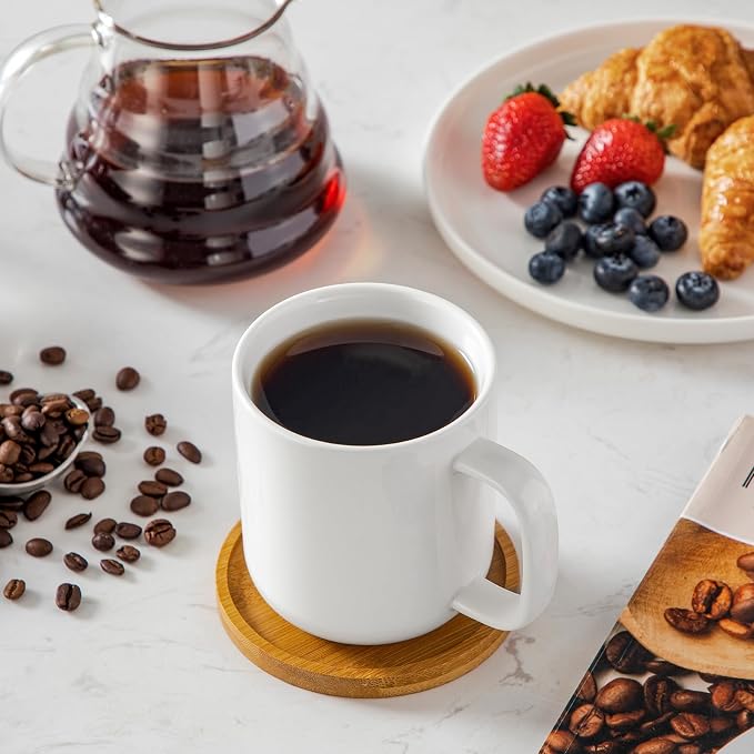vancasso Porcelain Coffee Mugs Set, 16 oz Ceramic Coffee Cups for Americano Hot Tea Iced Coffee Cold Brew Cocoa Milk Mugs Set of 6, Dishwasher & Microwave Safe, White
