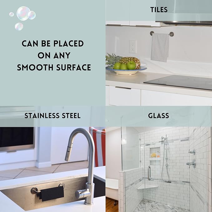 STEYDA Black Steel Dish Cloth Rail for Kitchen, Towel Holder for All Types of Sinks and Flat Smooth Surfaces