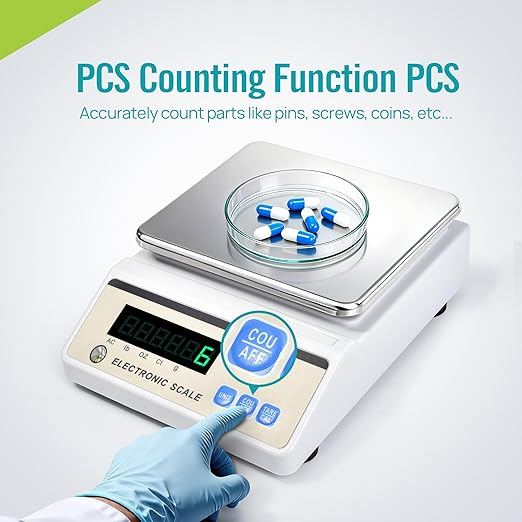 Lichen Lab Analytical Balance 5000g x 0.01g with LED Display, High Precision Lab Scale with g/ct/oz/lb Units-Laboratory Scientific Scale for Kitchen, Lab, Pharmacy, Jewelry