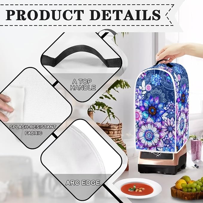 Bright Blossoms Toaster and Blender Cover Set Boho Mandala Floral Small Appliance Cover Kitchen Accessories Size S