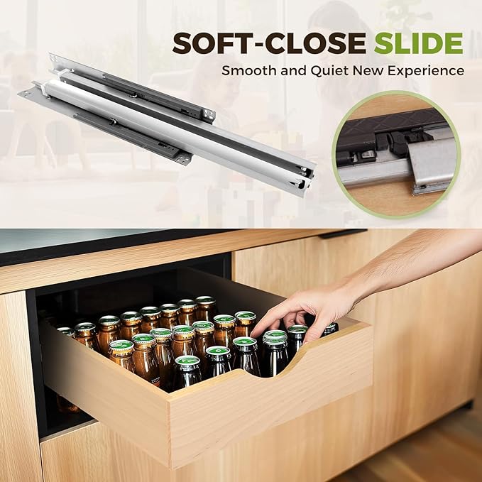 Pull Out Drawers for Cabinet Wood 33" W x 23" D x 4.5" H Slide Out Organizer and Storage Kitchen Cabinet Drawers Slide Out Shelves Pull Out Shelves in Kitchen Pantry Bathroom with Soft Close