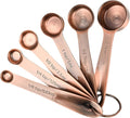Copper Measuring Spoons Set with Flat Bottom for Kitchen & Baking, Stainless Steel Measuring Spoons Set for Dry & Liquid, Metal Measuring Tools Set with Engraved US & Metri Markings