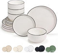 Vase and Vessel Ceramic Dinnerware Set, 12-Piece Service for 4, Round, Microwave and Dishwasher Safe, Cambridge Classics (French)