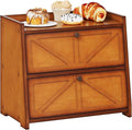 Trironsun Vintage Double Layer Bread Box for Kitchen Counter Bamboo Bread Storage Container Large Capacity Bread Storage Bin