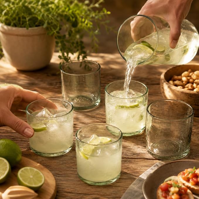 Clear 12 oz Large DOF Glasses (set of 6), Recycled Glass, Lead-free, Toxin-Free (12oz Large DOF)