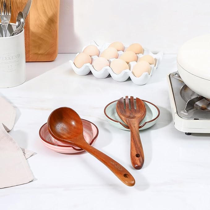 Selamica Ceramic Spoon Rest, 4.8 Inch Spoon Rest for Stove Top, Spoon Holder for Kitchen Counter, Coffee Spoon Holder, Heat-Resistant Cooking Utensil Rest for Ladles Tong, Set of 4, Gradient Color