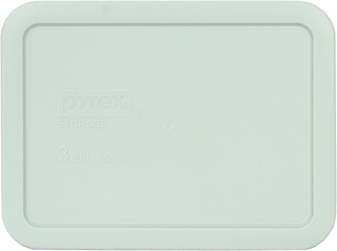 Pyrex 7210 3 Cup Glass Dishes & 7210-PC Muddy Aqua Food Storage Replacement Lids (2-Pack) - Made in USA