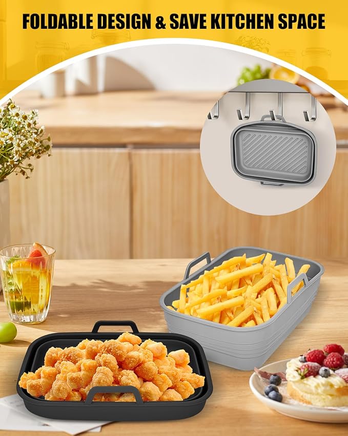 Air Fryer Liners Set for Bella 4Qt Slim Air Fryer(3.3lb Capacity), 130PCs Airfryer Parchment Paper and 2PCs Collapsible Air Fryer Silicone Liners, Non-stick Air Frier Accessories