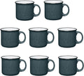 Set of 8 Ceramic Campfire Mugs – 15 Oz, Gray – Coffee & Tea Cups for Home, Work, Travel, Camping – Customizable, Great for DIY, Events, Companies