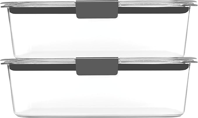 Rubbermaid Brilliance Glass Storage 4.7-Cup Food Containers with Lids, Clear (Pack of 3) & Leak-Proof Brilliance Food Storage Set | 9.6 Cup Plastic Containers