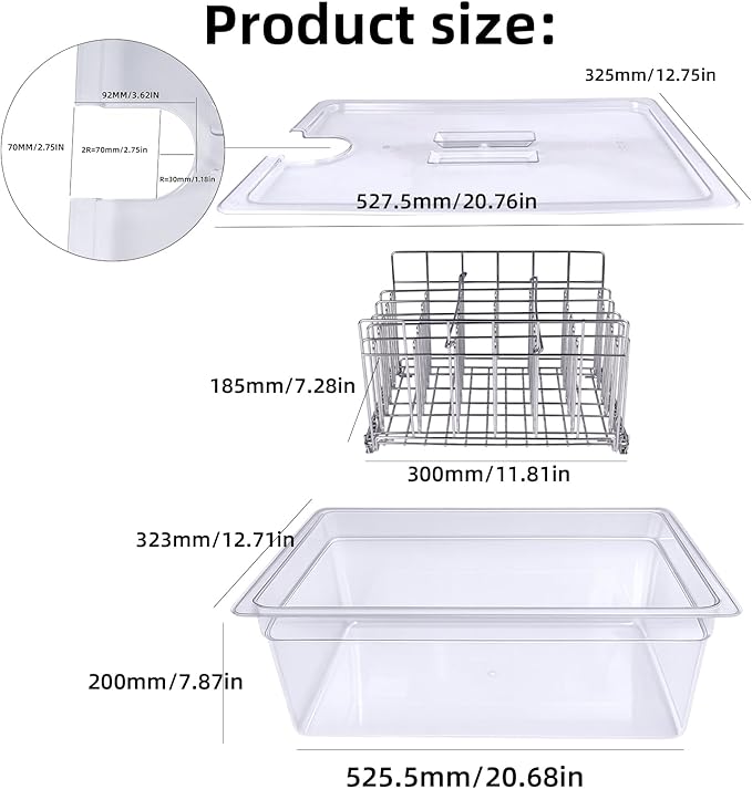 26 QT Large Sous Vide Container With Lid, Sous Vide Tub Kit Compatible with Wancle Anova, Joule, Instant Pot Sous Vide Cookers for Home Chefs Professional Use (26 qt with rack)