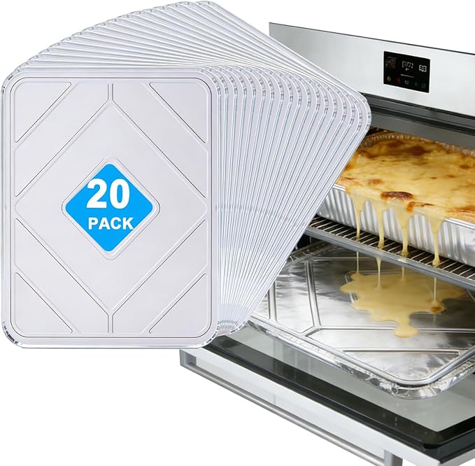 Replace Parts 20-Pack Disposable Foil Oven Liners for Electric and Gas Oven Bottom, Keep Oven Clean, Reusable Aluminum Foil Drip Pan Trays for Cooking, Baking, Roasting, Grilling, 18.5” x 15.5”