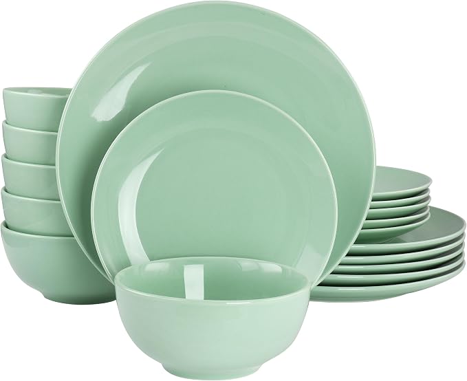 Elama Luna 18 Piece Round Porcelain Dinnerware Set (Mint)
