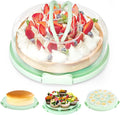 Ohuhu Cheesecake Container, Cake Pie Carrier BPA-Free up to 10'' Cake - Cupcake Containers with Lid and 2 Handles 4-in-1 Multipurpose Cake Keeper Holder Platter for Pie Devil Eggs Perfect Gifts