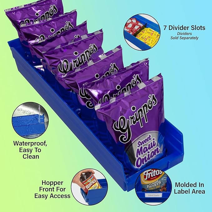 Akro-Mils 30164 Plastic Shelf Bins, Heavy Duty Storage Bins for Garage, Closet, and Drawer Organization, 24-Inch x 6-1/2-Inch x 4-Inch, Blue, 6-Pack