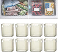 Crystal Clear Freezer Storage Bins, Stackable Fridge Organizer Bins with Handles, Clear Plastic Food Containers for Refrigerator and Pantry, Kitchen Organization for Meat & Veggies (Green*8, Small)
