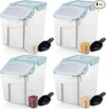 Sunnyray 4 Pcs 55 lbs Grain Rice Storage Container Flour Bin with Wheels Cup Leak Proof Pet Food Storage Boxes Seal Locking Lid Plastic Rice Containers Set for Cereal Flour Cat Dog Food (Blue)