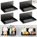 Therwen 4 Pack Magnetic Pegboard Shelves Wall Organizer Metal Pegboard Shelf Steel Tray Accessories Organizing Tools for Craft Home Kitchen(8 x 4.7 x 3.5 Inches,Black)