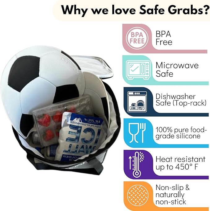 Safe Grabs: Original Microwave Mat as Seen on Shark Tank | Splatter Guard, Trivet, Hot Pad, Pot Holder, Minimize Mess (BPA Free, Heat Resistant, Dishwasher Safe), Soccer